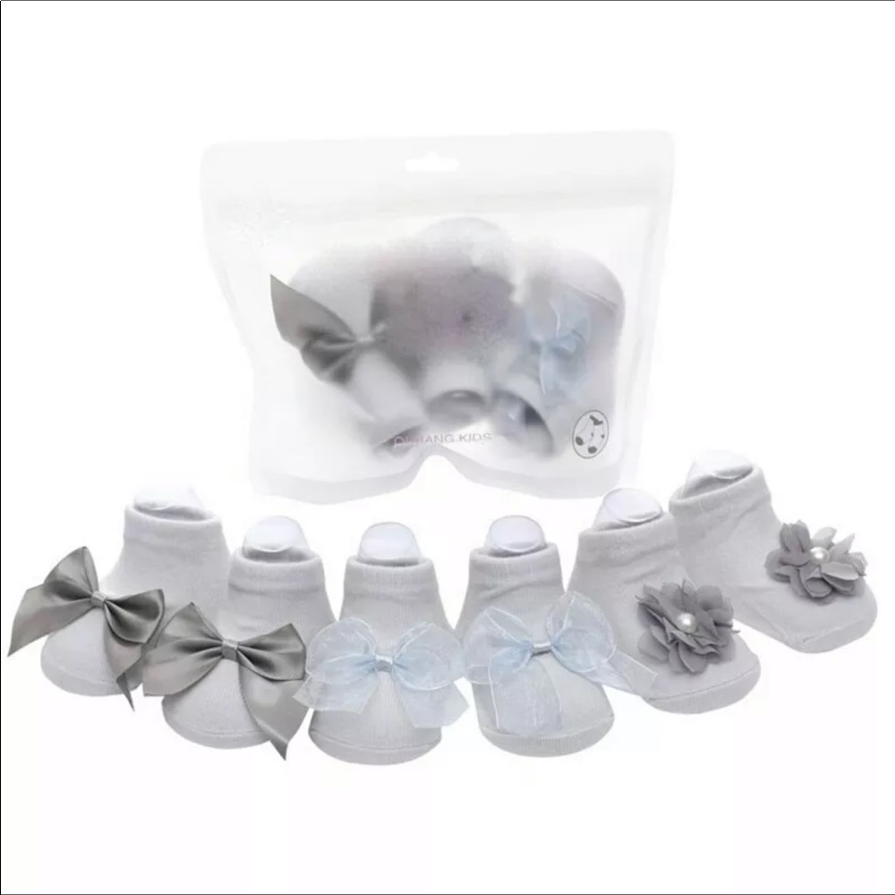 3 Pairs/Lot Lace Bow Flower Baby Socks Anti-Slip